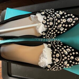 Embellished Black‎ Flats